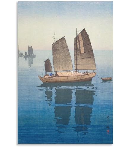 Amazon.co.jp: 吉田博 帆船 【朝】 大正十五年 ポスターサイズ 50×35.7